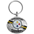 Pittsburgh Steelers Oval Carved Metal Key Chain